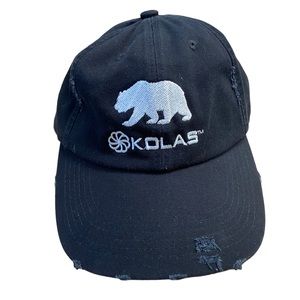 Retro Black KOLAS Distressed Strap-back Dispensary Baseball Hat CA Bear OS 420